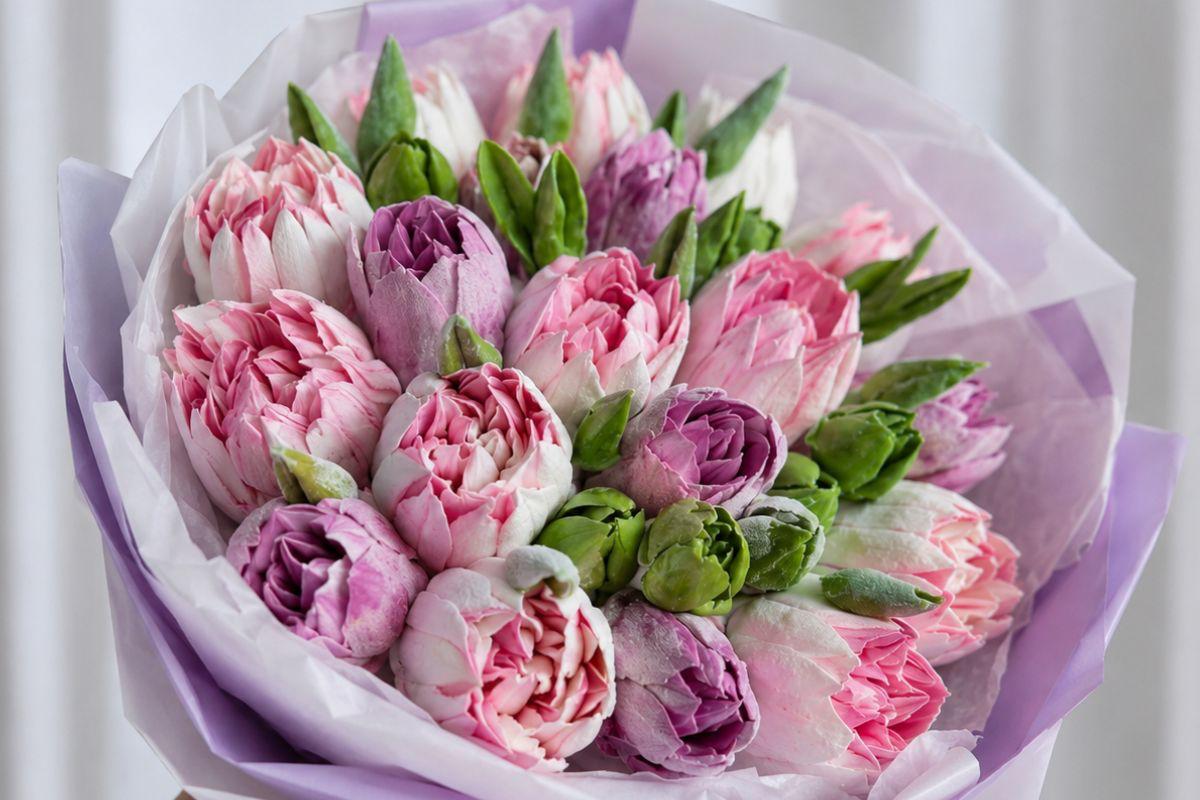 Fleurs en guimauve peu sucrées